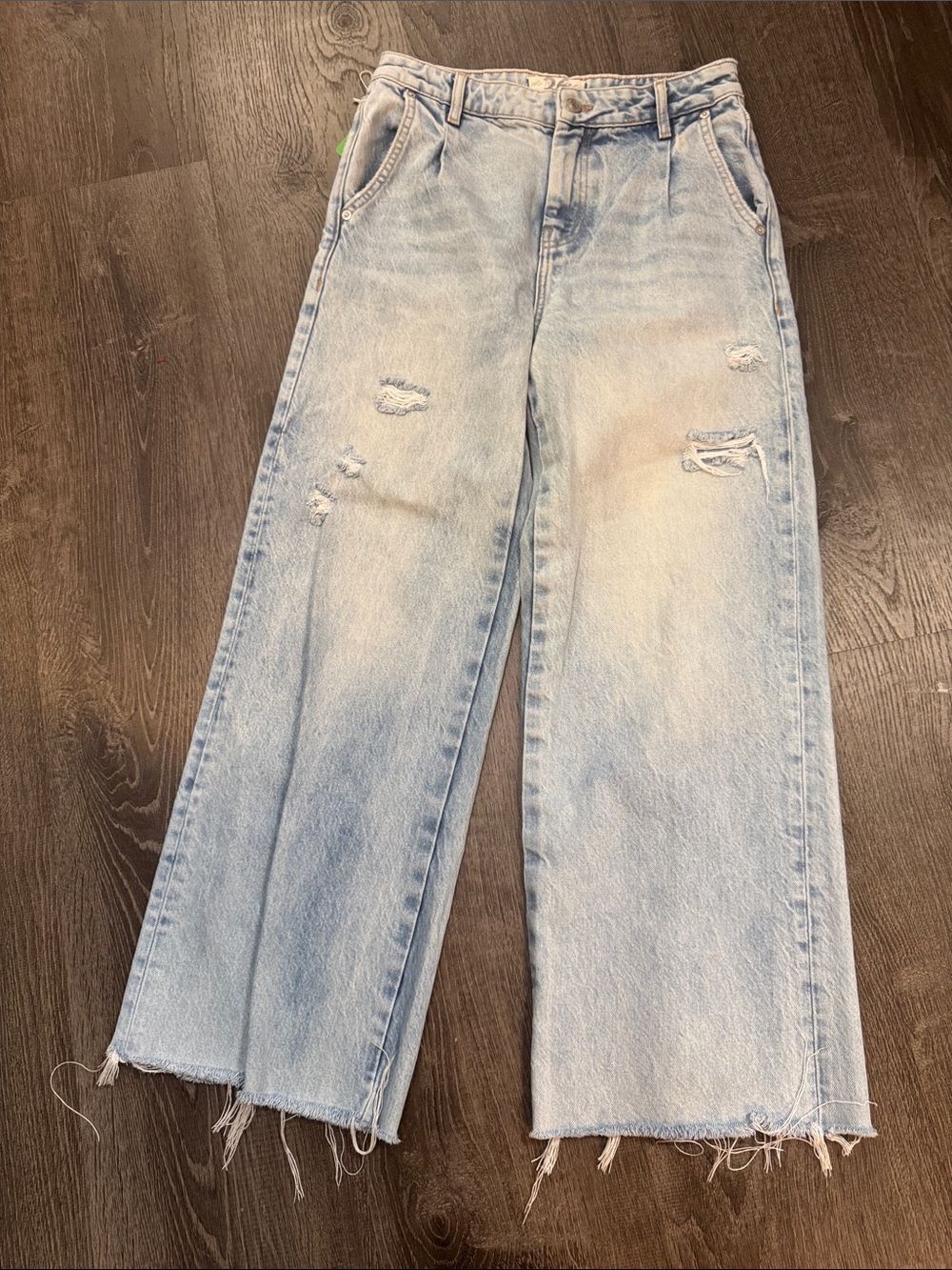 We The Free Light Blue Distressed Wide Leg Jeans